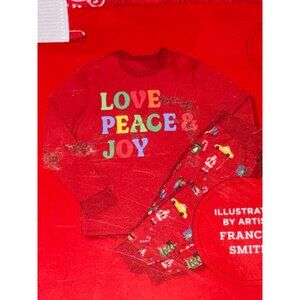 Wondershop Men's "Love, Peace, Joy" Two Piece Pajama Set, Red, Size S